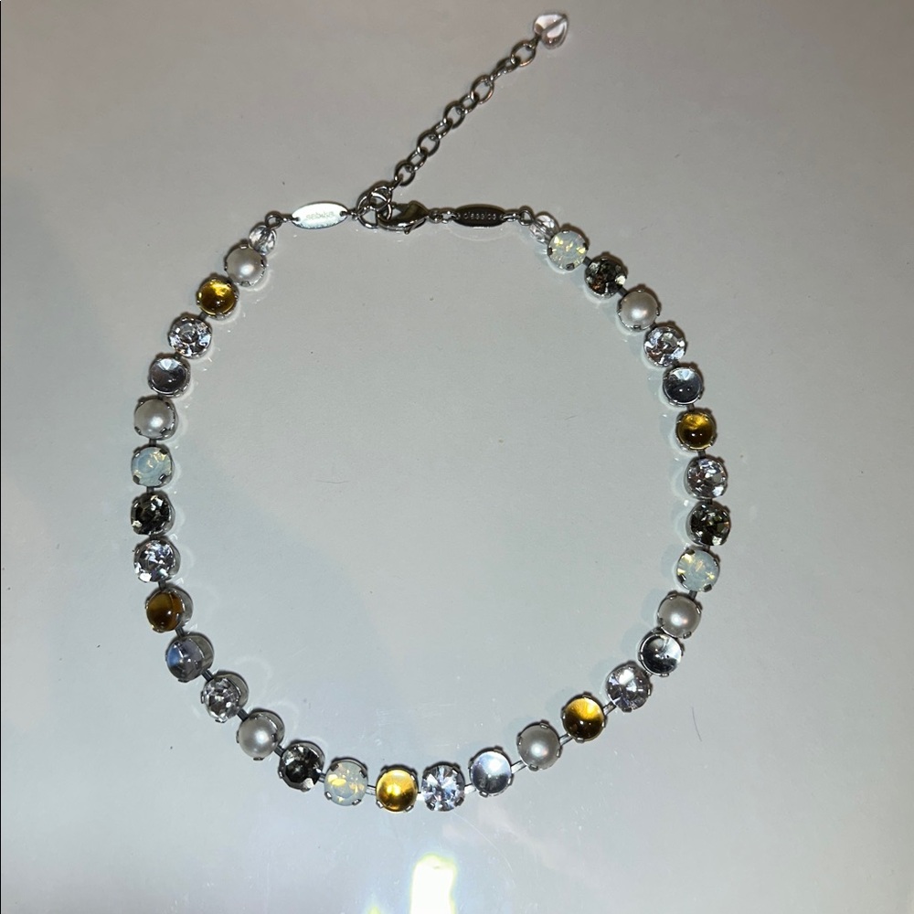 Sabika Silver and Gold Crystal Necklace